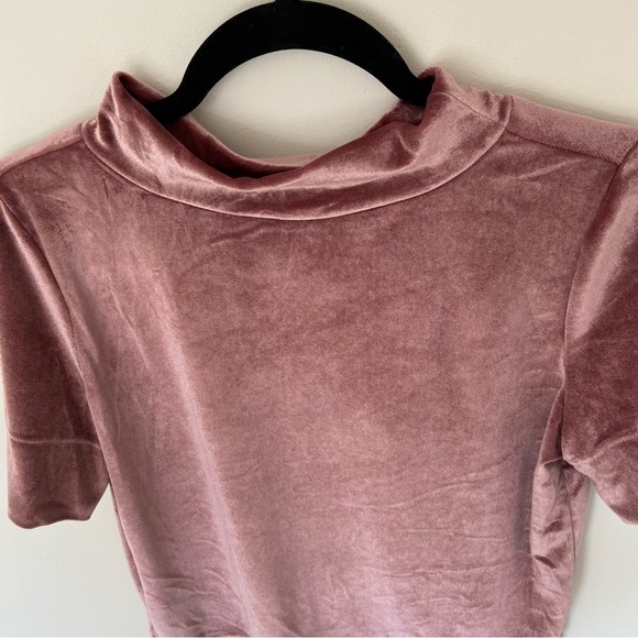 Anthropologie Pink Velvet Mock Neck Top size Small - Picture 3 of 10